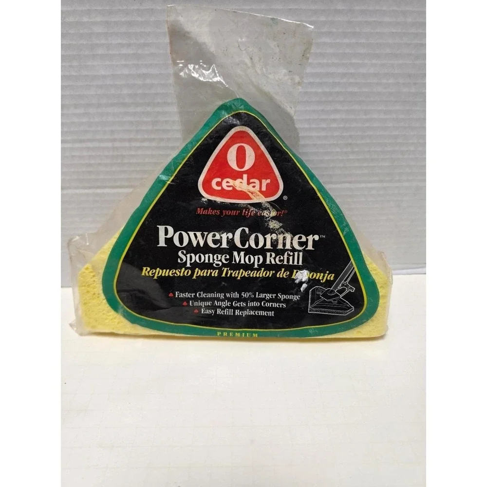 O-Cedar‎ PowerCorner Sponge Mop Refill designed with a unique angle for cleaning